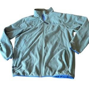 LL Bean Mens Polartec Fleece Jacket XXL Sage Green Full Zip 0AFW7 Mock Neck